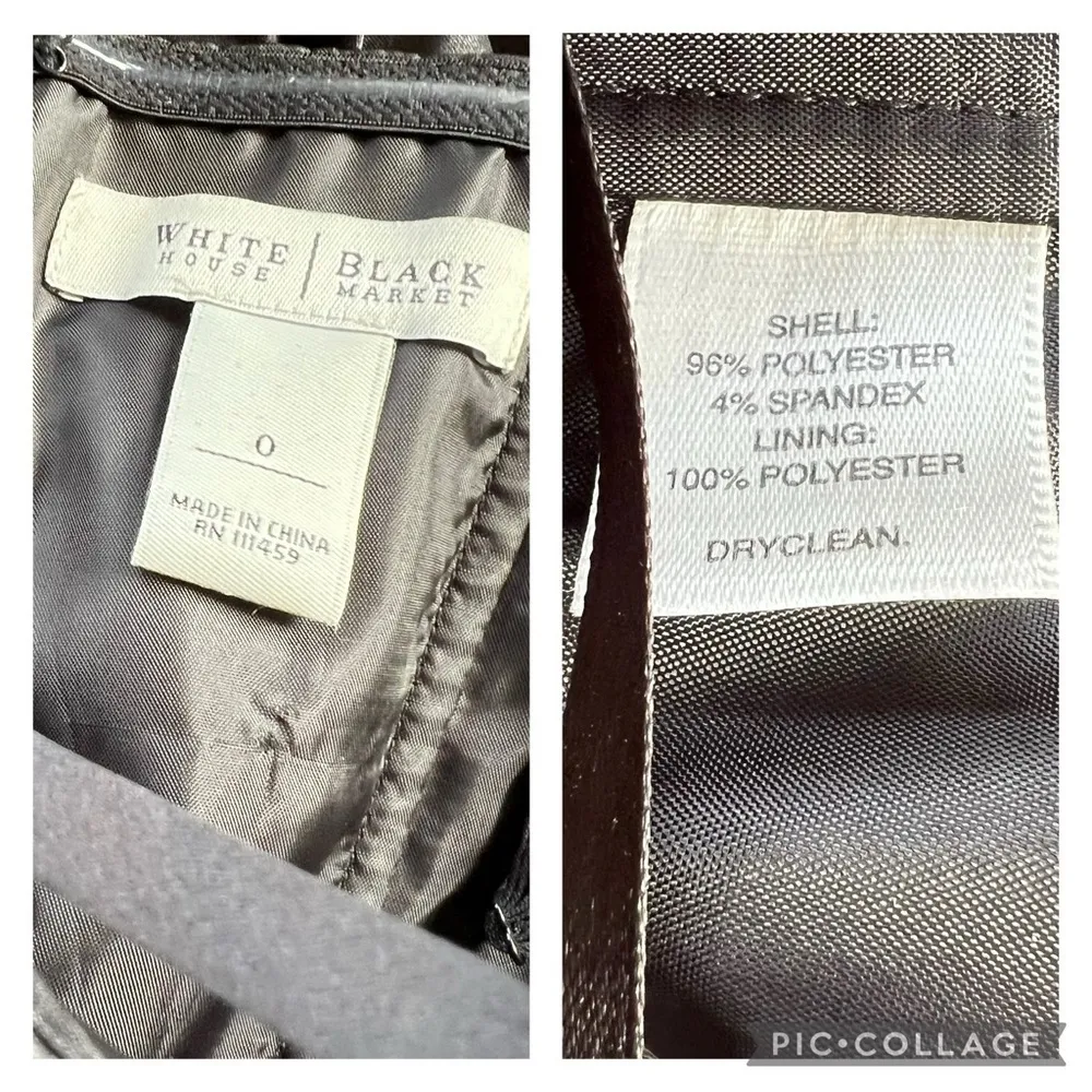 WHBM Dress Satin Ruched Fit & Flare Strapless Black Mini 0 Cocktail Party LBD - Image 15