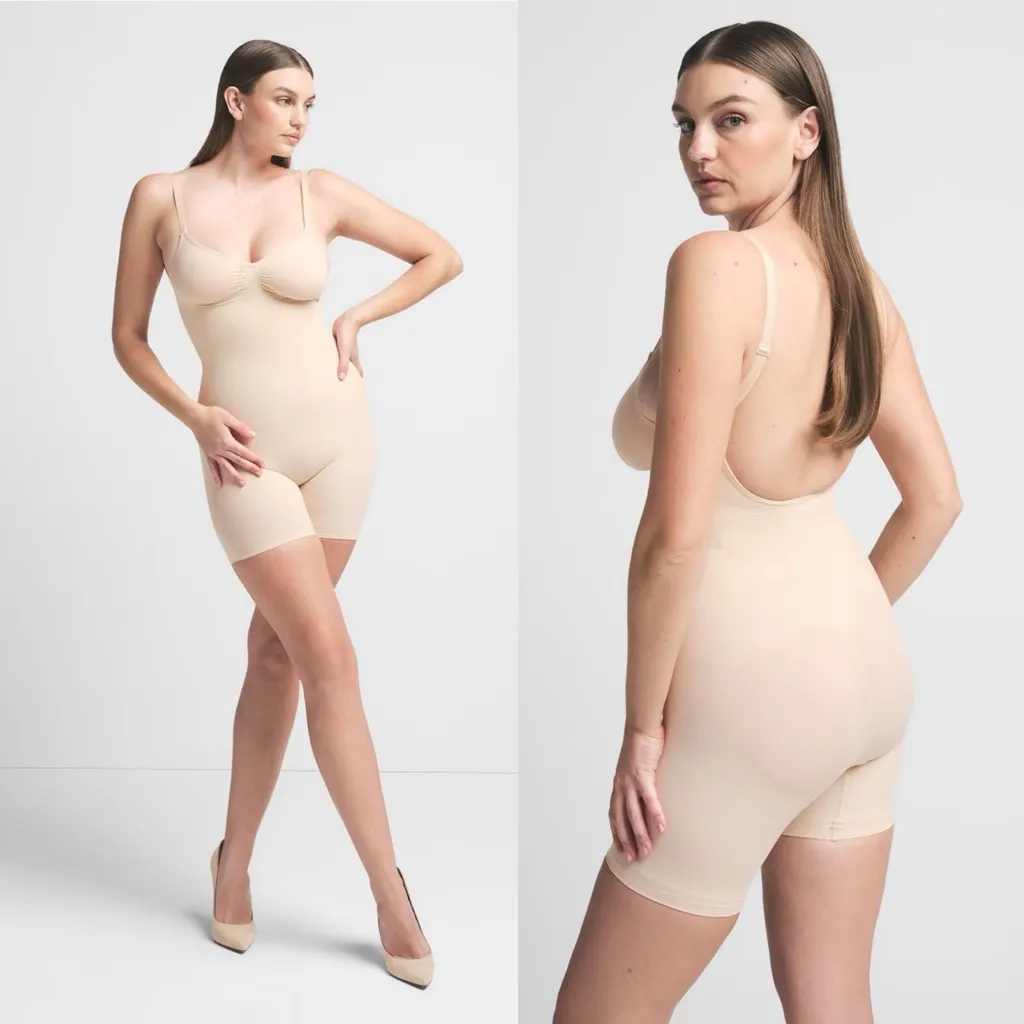 NEW SKIMS Seamless Sculpt Mid Thigh Bodysuit Sand Size M NWOB Low‎ back - Image 2