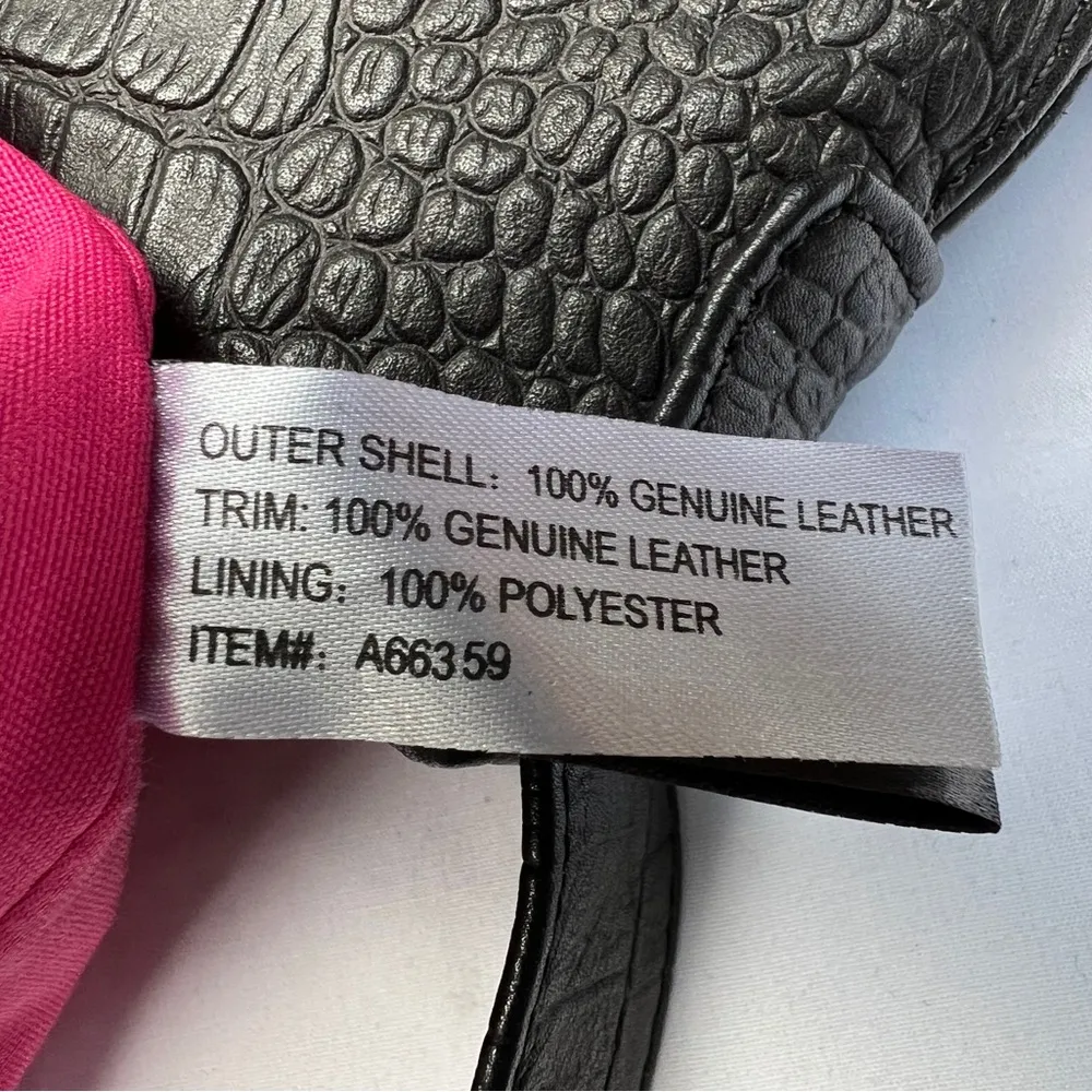 STONE MOUNTAIN 100% GENUINE LEATHER embossed Hobo Black ADJ Shoulder Handbag - Image 12