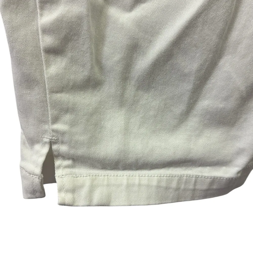 Live a Little White Stretch Cotton Bermuda Chino Seam Front Long Shorts Womens 8 - Image 3