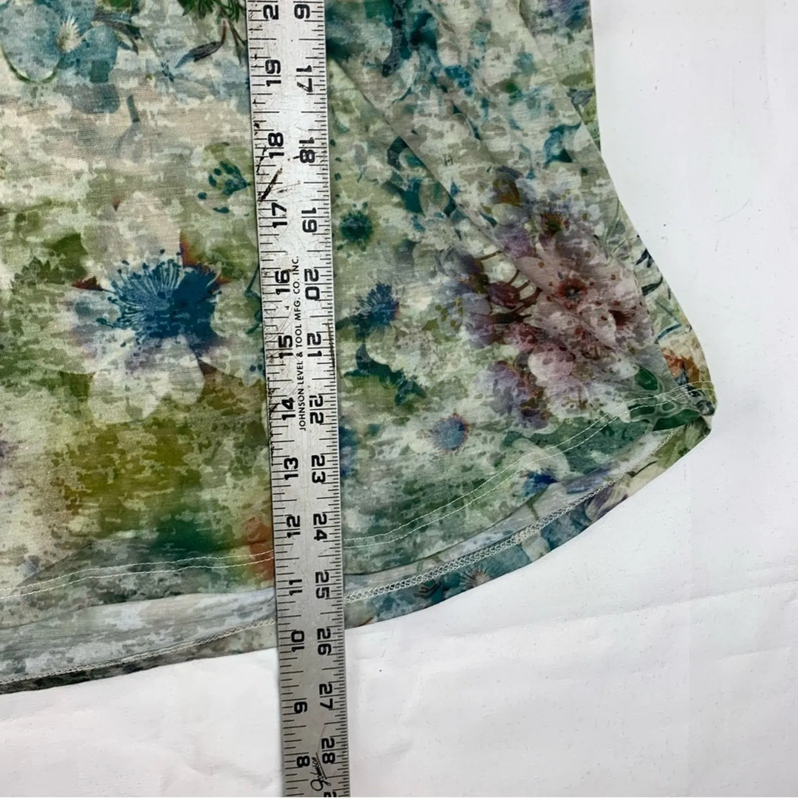 Sundance women's XL Pastel Floral 3/4 sleeves burnout shirt Blouse top - Image 7