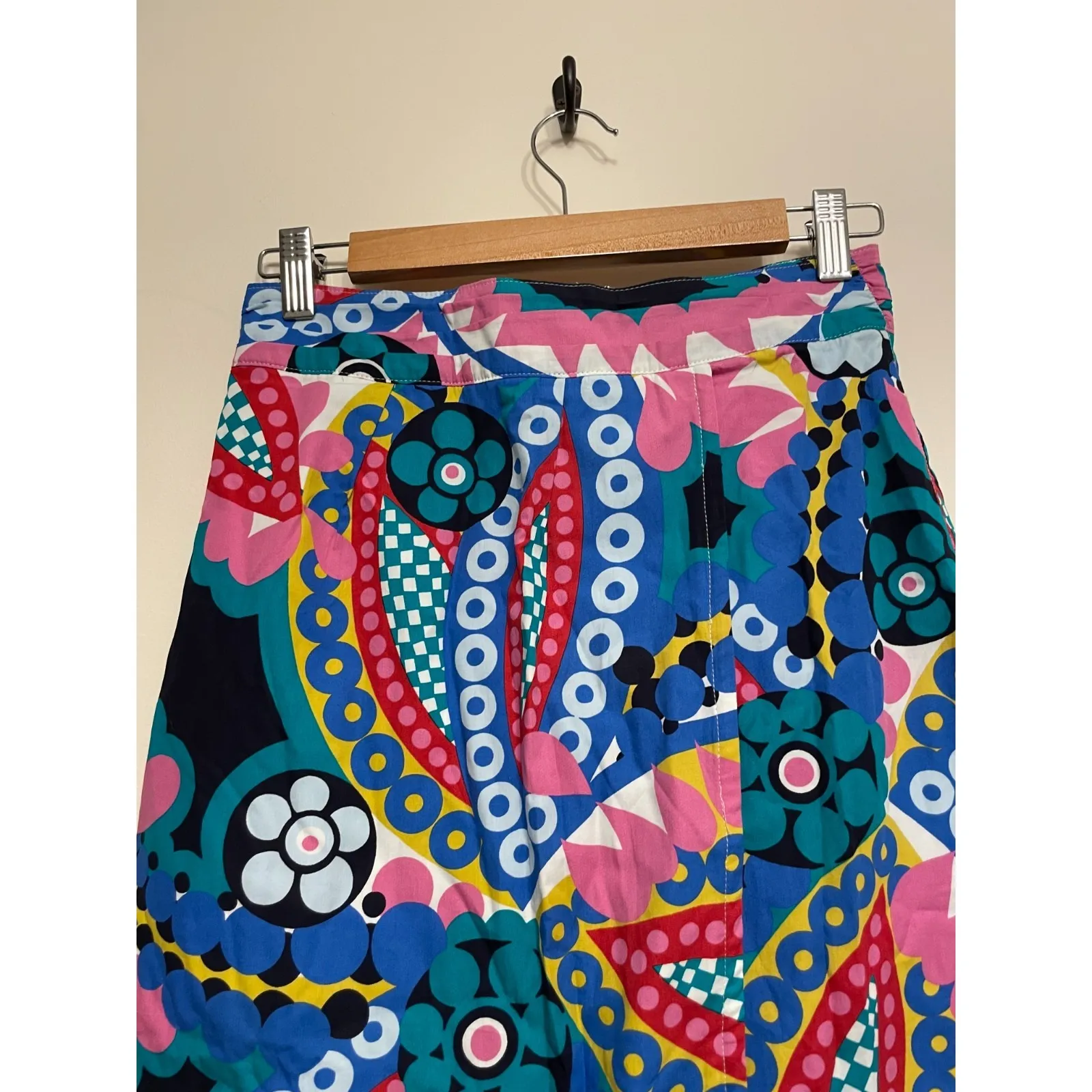J. Crew Ratti Tulip Skirt Women Size 2‎ Colorful Kaleidoscope Floral Tie Midi - Image 2