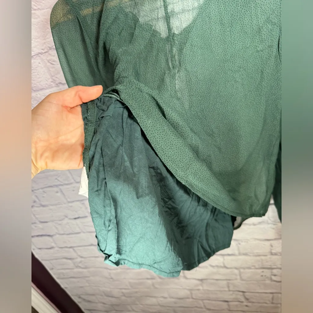 Abercrombie & Fitch puff sleeve‎ blouse, deep green sheer women’s size small - Image 6