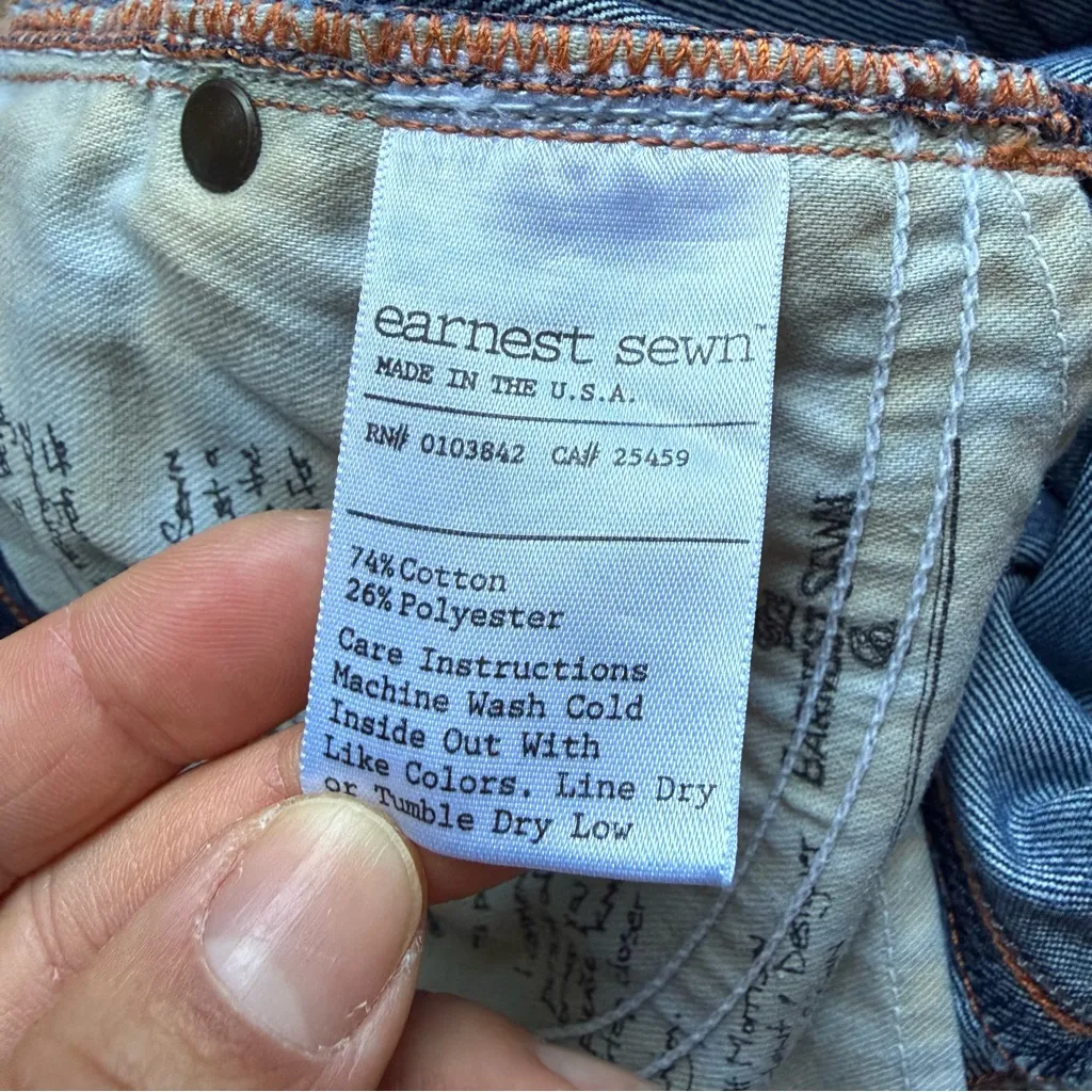 Earnest Sewn Harlan 93 Cigarette Leg Jeans, Size 27, VGUC Blue - Image 8