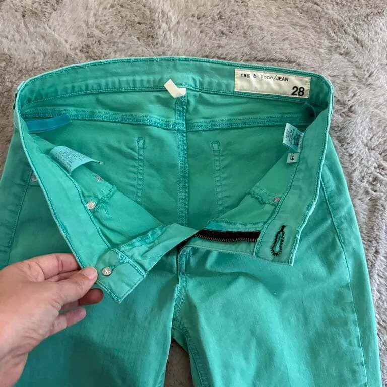 Rag & Bone Women's Turquoise Legging Jeans School City‎ Size 28 - Image 3