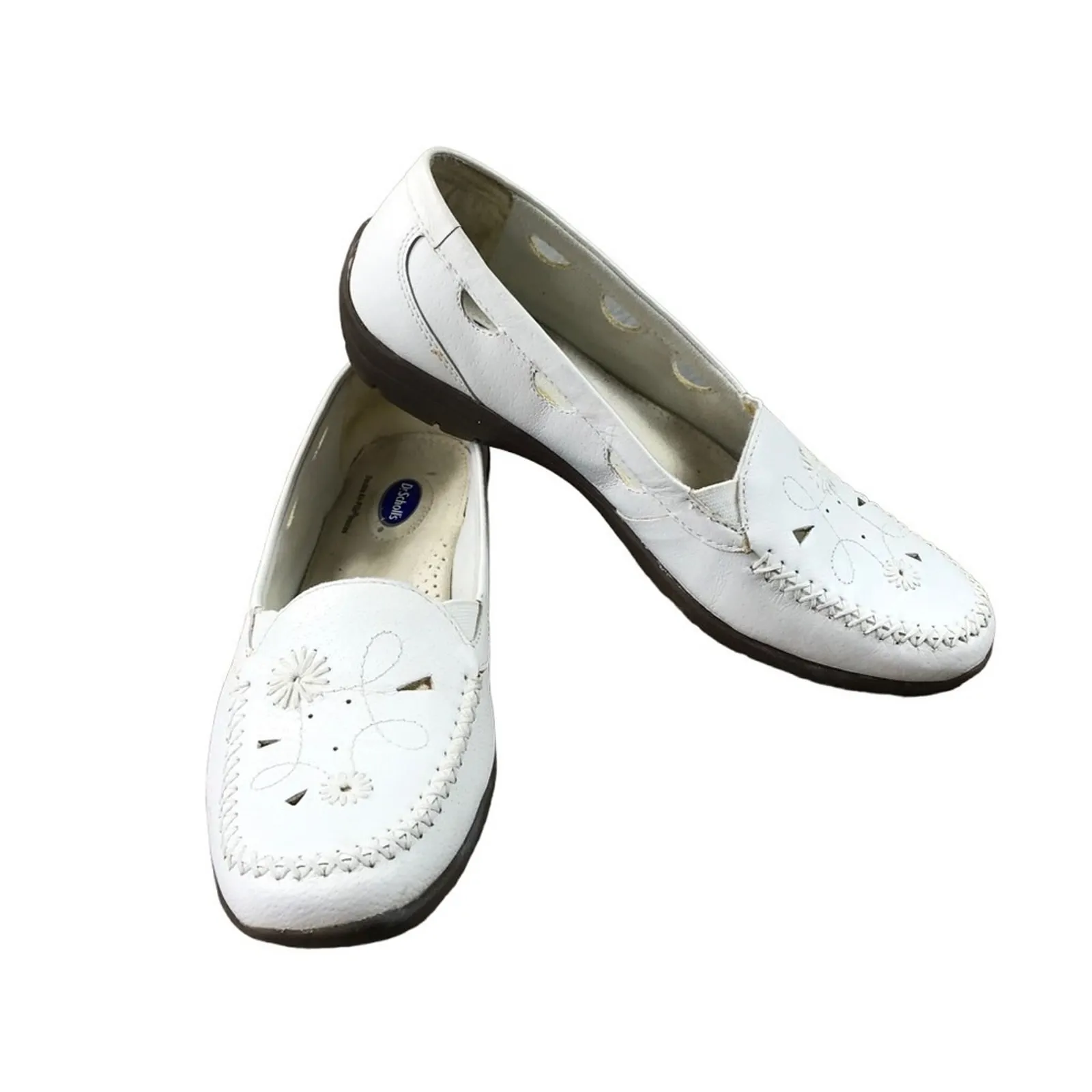 DR. SCHOLL'S CutOut Leather Loafers Women 7.5M Balance VTG Everyday Boho Retro Size 7.5 - Image 9