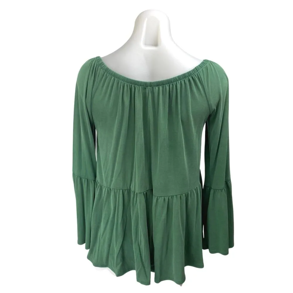 Urban Outfitters Kimchi Blue Green Bell Long Sleeve Peplum Blouse Top Size S - Image 2