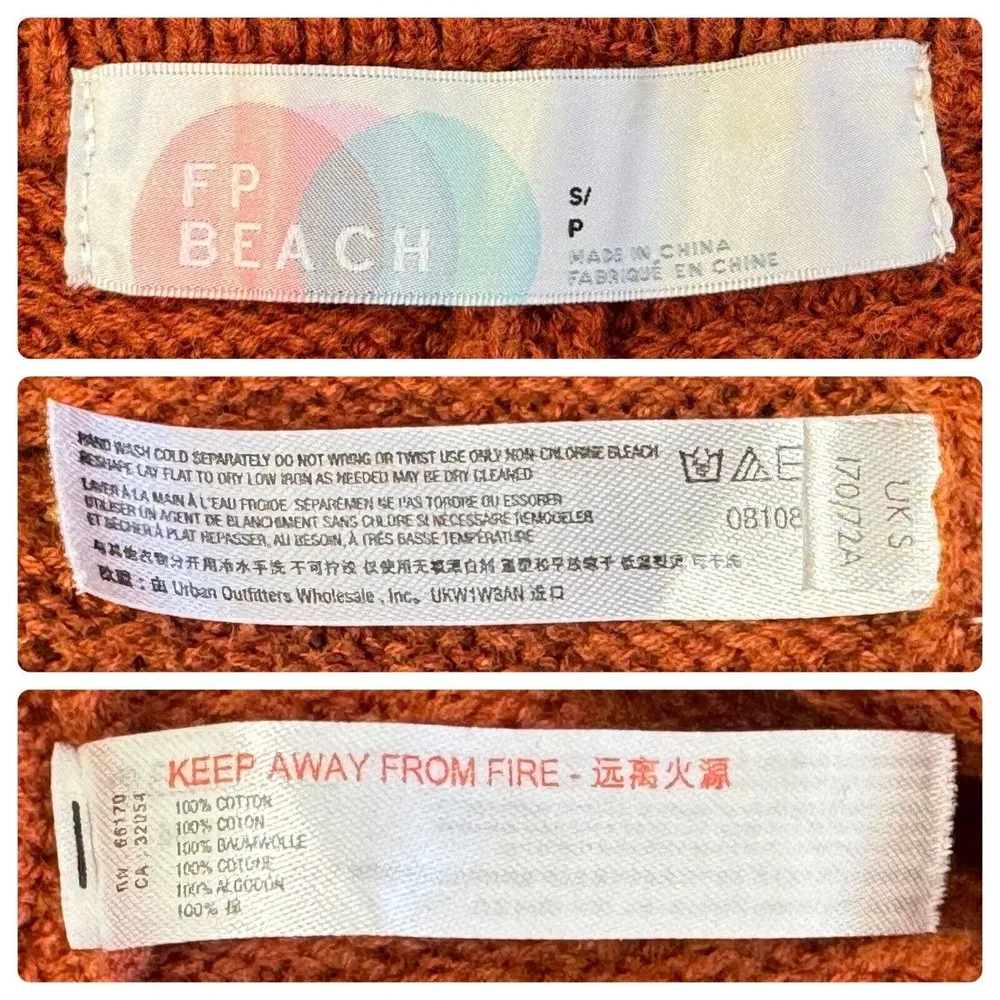 Free People Beach Hailee Sweater Set Waffle Knit Pants Top Rust Terra Cotta SP - Image 13