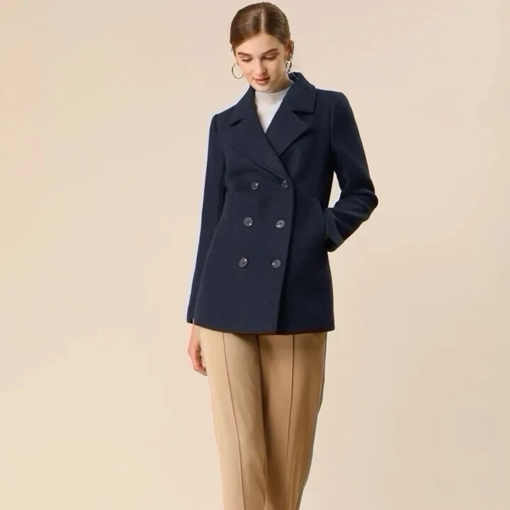 NEW Fleurette Reese Midnight Double Breasted Wool Peacoat Blue Size 0 - Image 3