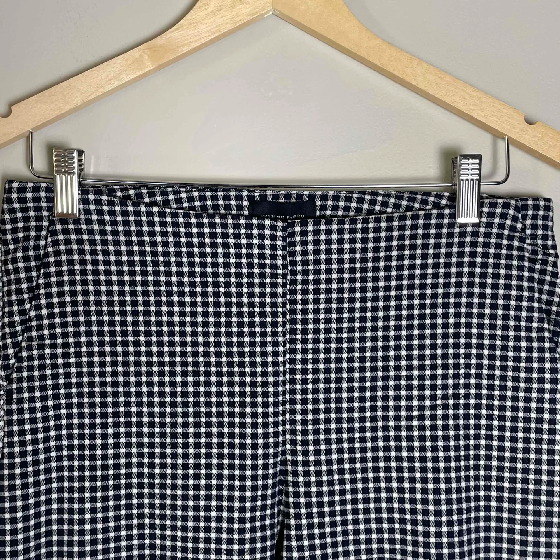 Massimo Fabbro Womens Italian Gingham Checkered Mid Rise Pull Ankle Pants US 8 Black - Image 4