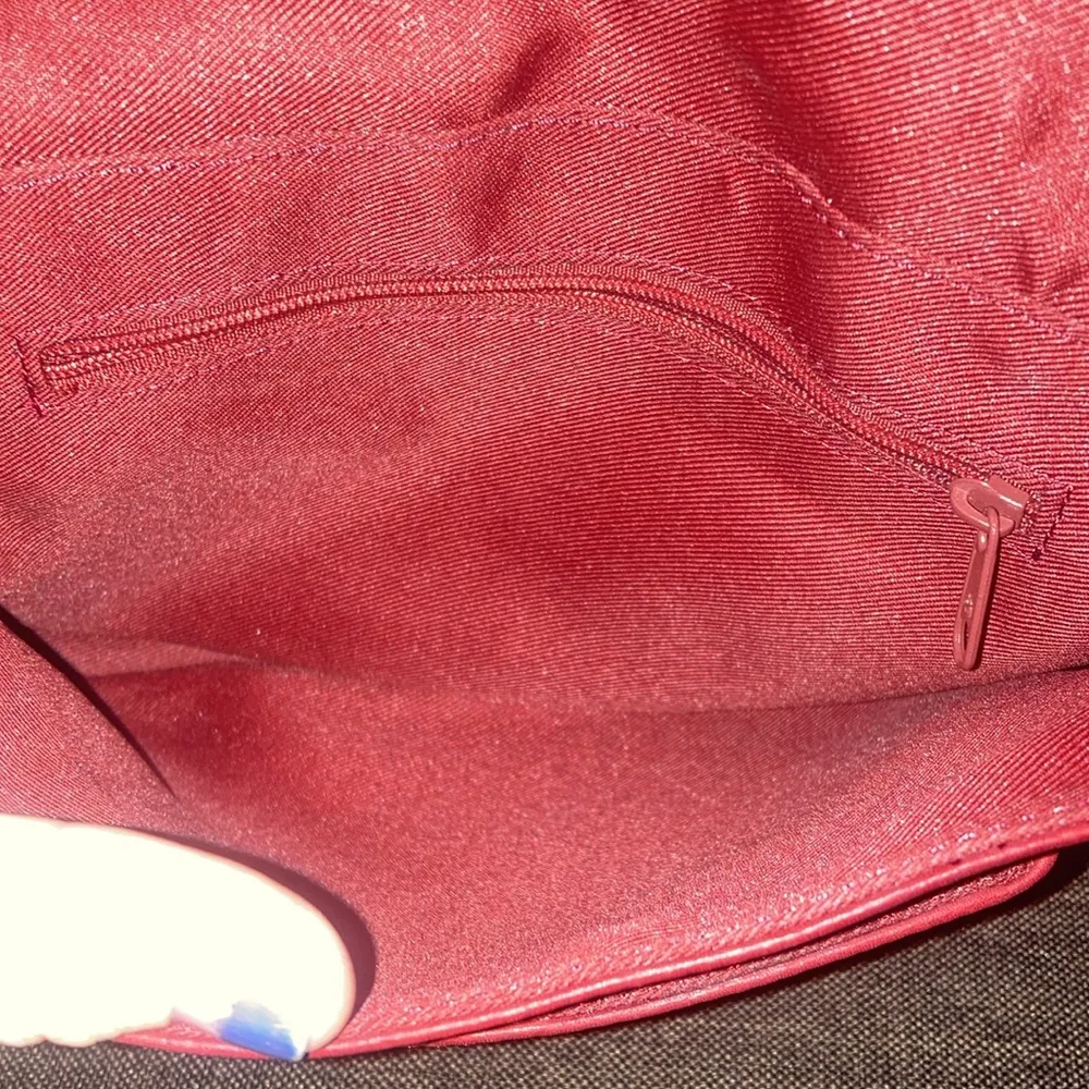 Fossil Genuine Red Leather Crossbody Bag Purse - Image 8