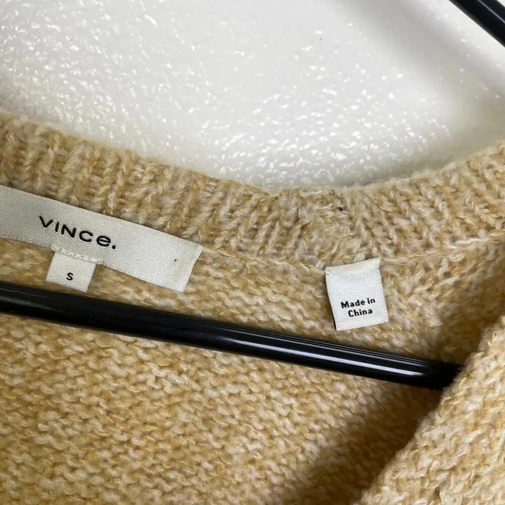 Vince Boucle Sweater Womens Size Small Yellow Boucle Silk Merino Wool Pullover - Image 7