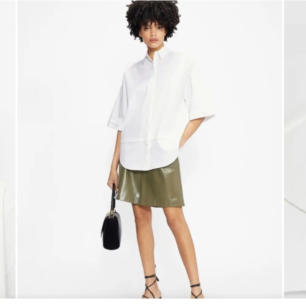 Ted Baker oversized boxy fit 3/4 length sleeve white button front shirt. Size 4 - Image 2