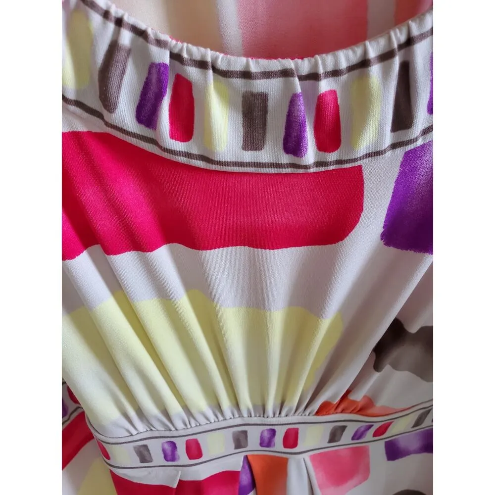 BCBG Max Azria Colorful Geranium Painted Brush Stroke Halter Top Size Large - Image 3