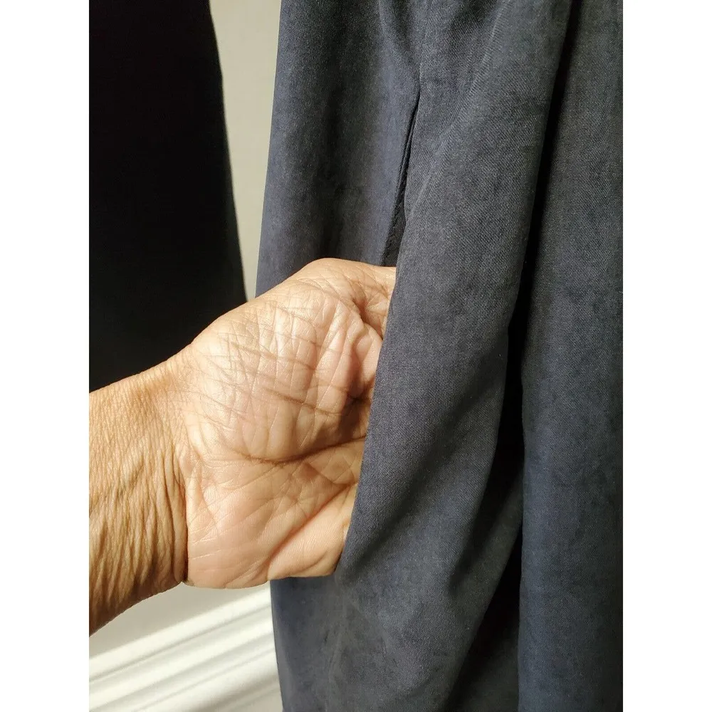 Noblemoon Womens Blk Polyester Long Sleeve Collared Button Down Shirt Jacket XL - Image 6