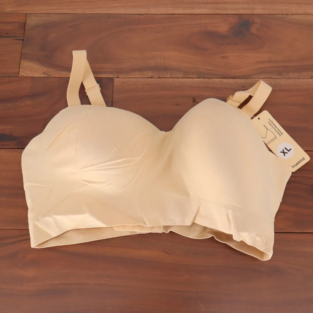 TrueKind Daily Comfort Wirefree Shaper Bra XL Beige Seamless Stretch Tan - Image 2