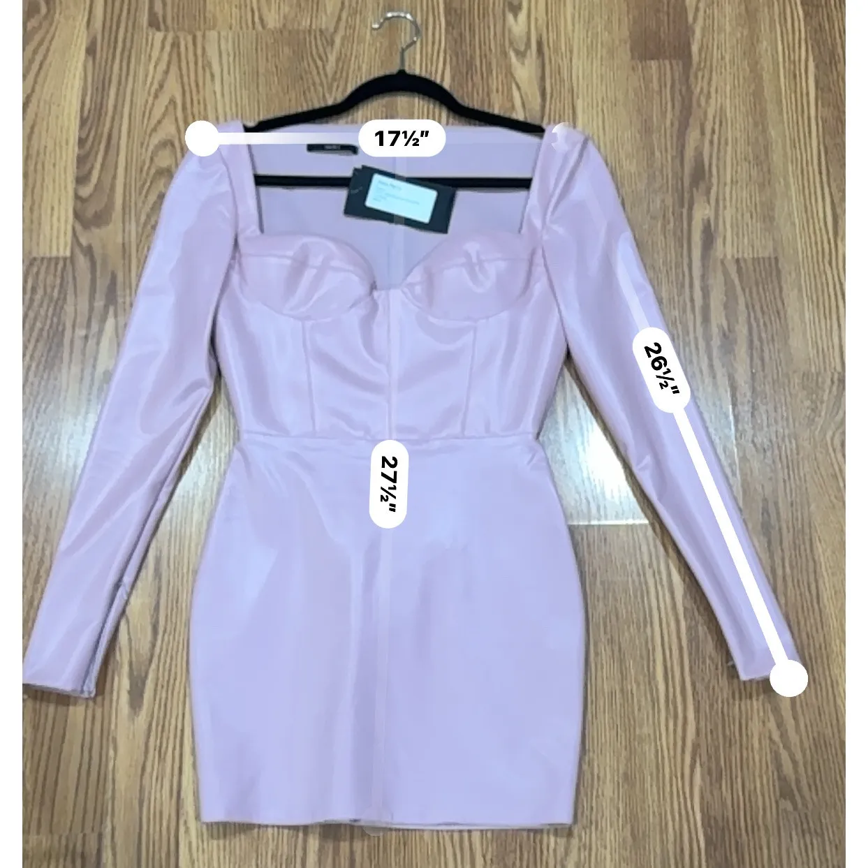 Alex Perry Patent Faux leather Long sleeve pink bodycon Mini Party Dress sz 8 - Image 8