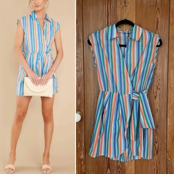 NWT Le Bain par Molly Bracken Blue Honfleur Stripe Wrap Front Jumpsuit - Sz XS - Image 2