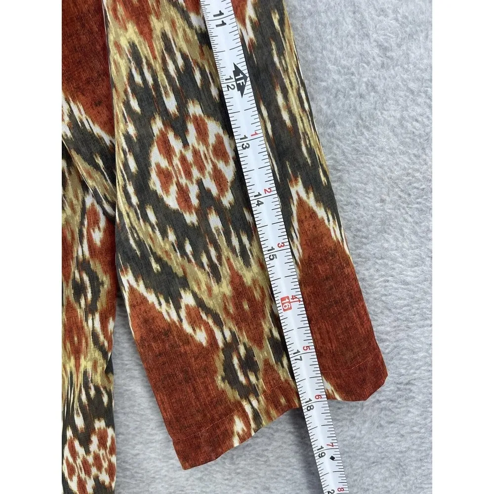 Jones Wear Women's Tunic Blouse 3/4 Sleeve V Neck Batik Brown Size 14 - Image 6