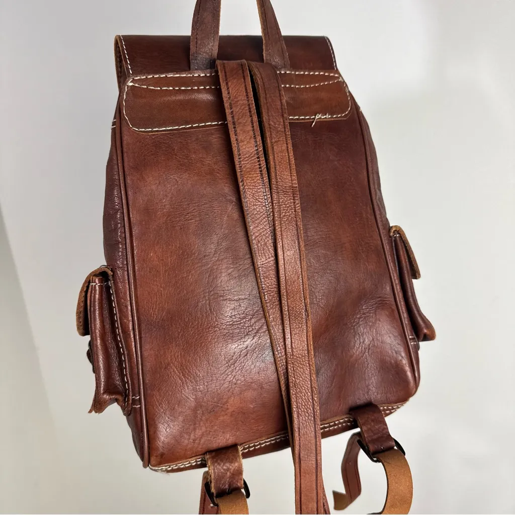 Handmade Vintage Style Boho Aztec Leather & Kilim backpack - Image 6