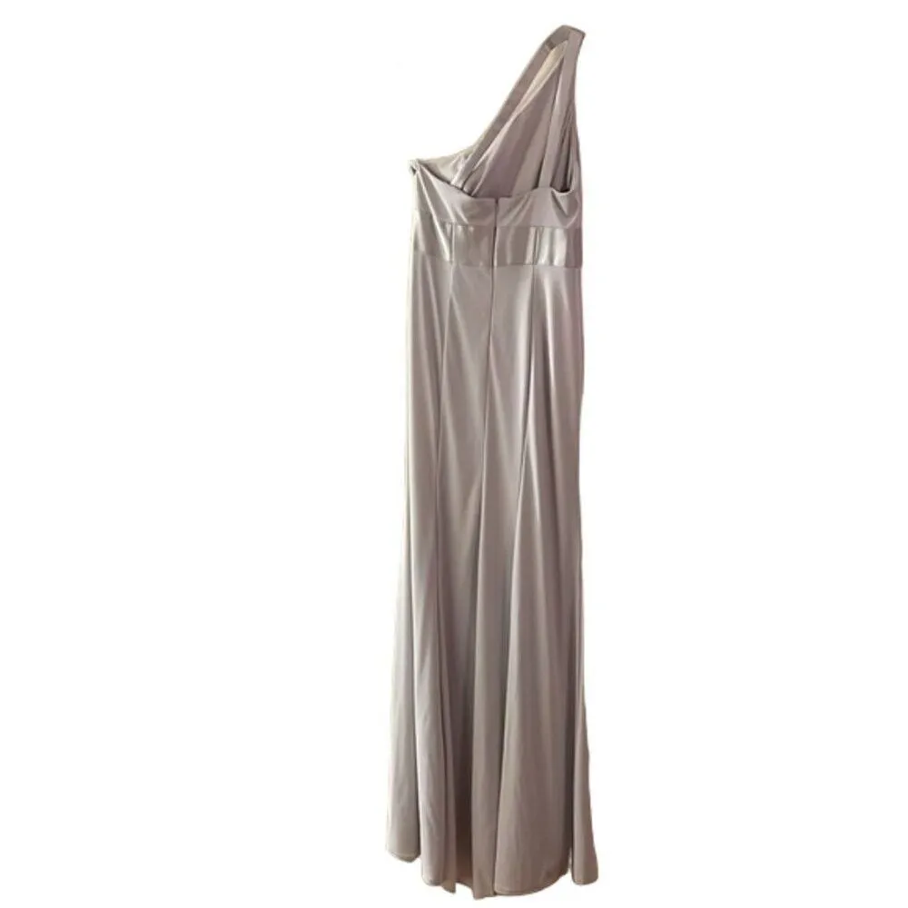 White Vera Wang Grey One Shoulder Jersey Satin Trim Bridesmaid Dress Womens 8 - Image 7