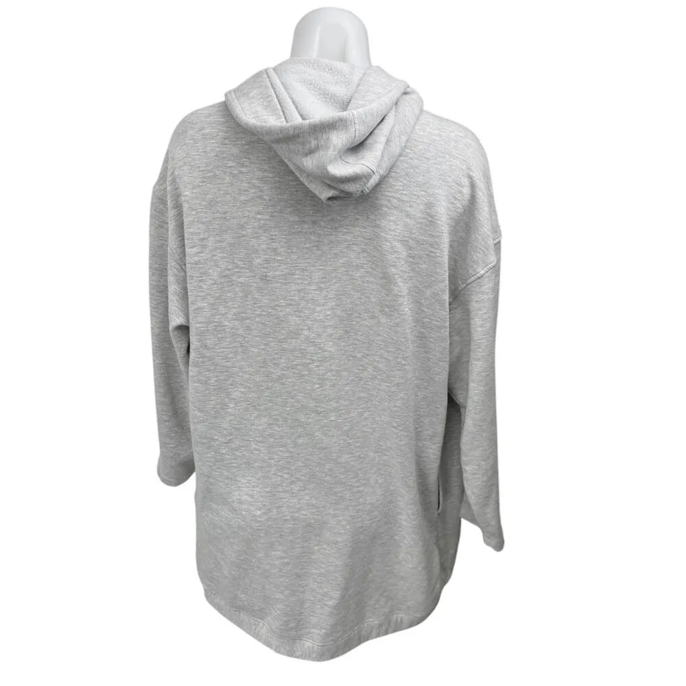 Max Studio Women's Gray Fleece Long Sleeve Hooded Hoodie Cardigan Sweater Top S - Image 2