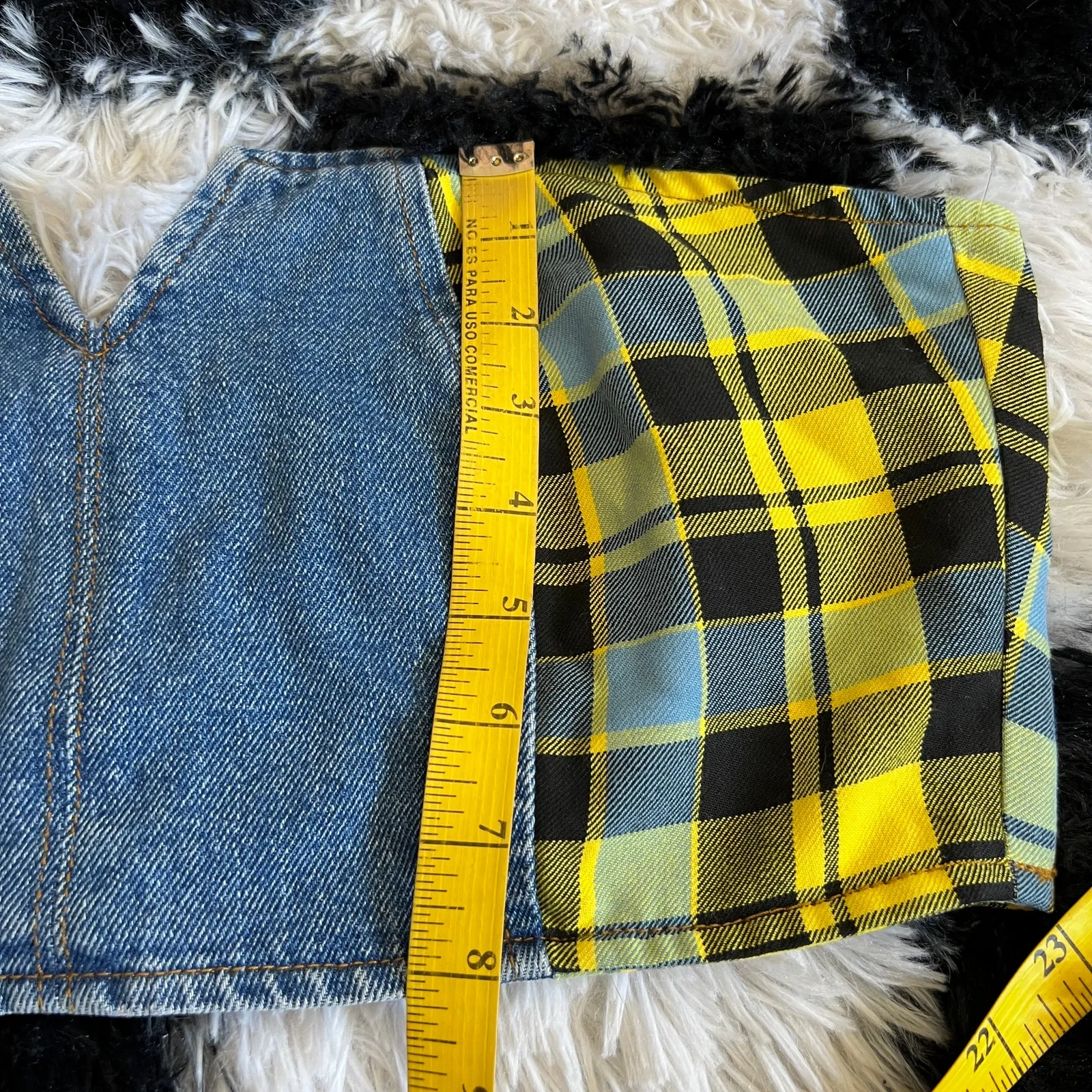 Denim Plaid Corset‎ Top, Grunge Y2K Punk Mall Goth Medium Indie Sleaze - Image 5