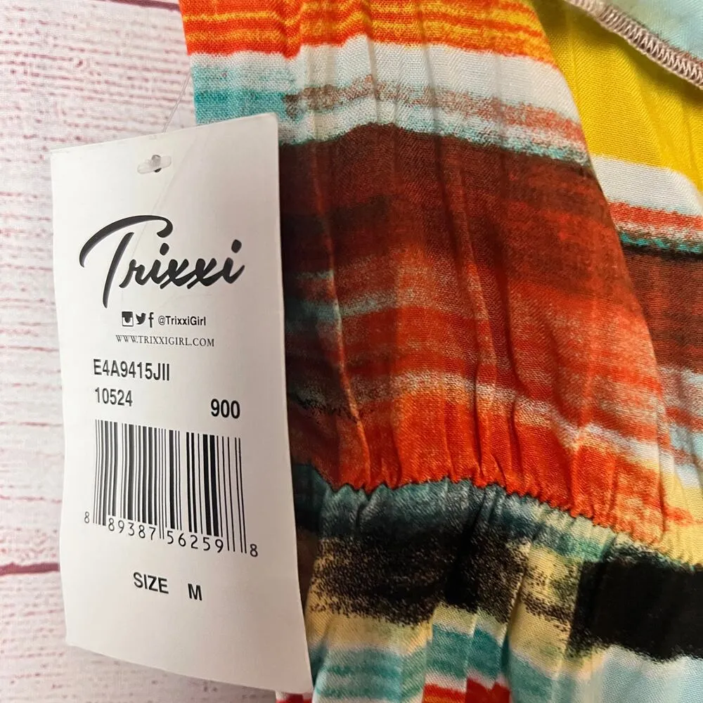 Trixxi Women's Maxi Flutter Multi-color Print Top Long Length Dress Sz M - Image 5