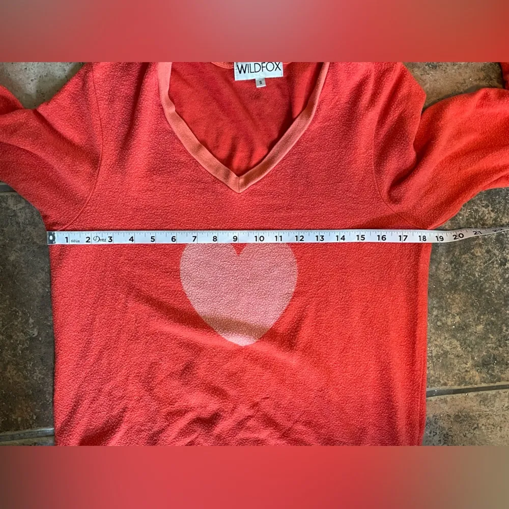 Orange Heart V-Neck Sweatshirt Sz Small - Image 4