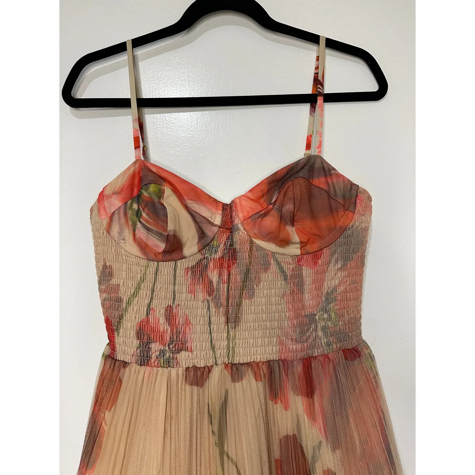 Hutch Smocked Tulle Gown Dress Taupe Red Size Medium NWT Wedding Romantic Fairy - Image 4