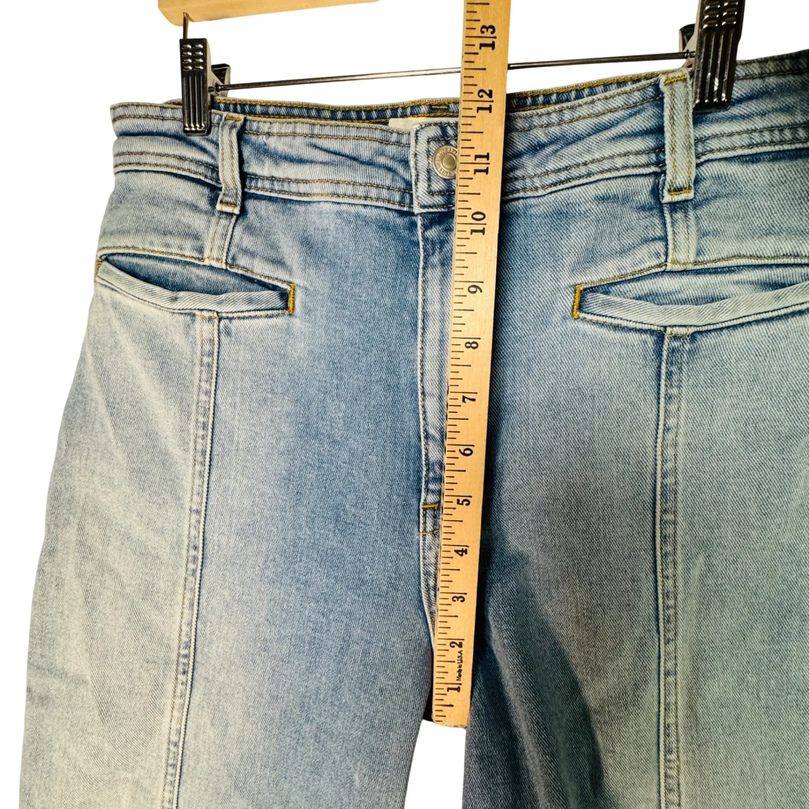 We The Free People Firecracker Flare Red Star Jeans Womens 31 Mid-Stone Retro - Image 6