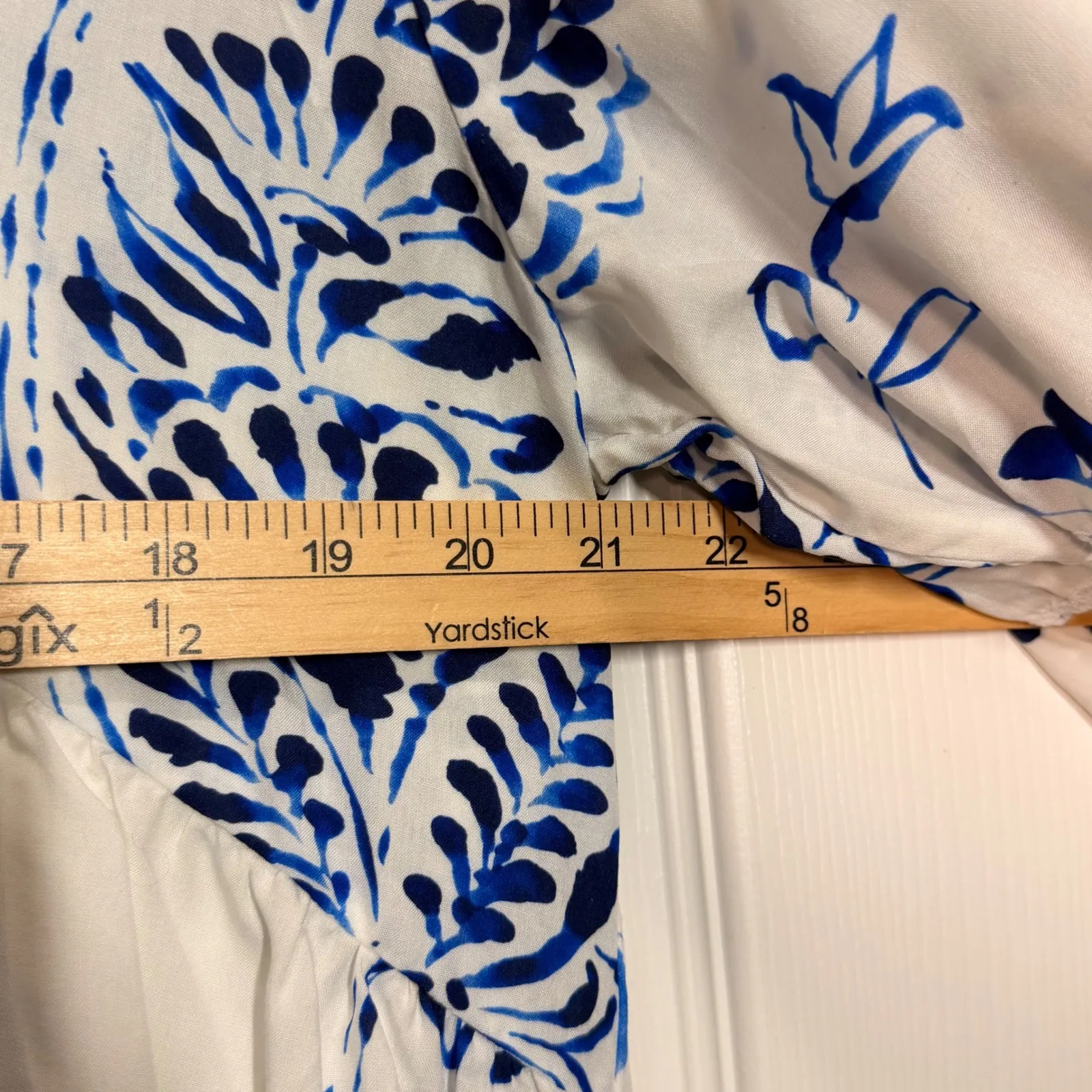 Cupshe Blue White Paisley Print V Neck Bell Sleeve Midi Dress XL Cover Up - Image 6