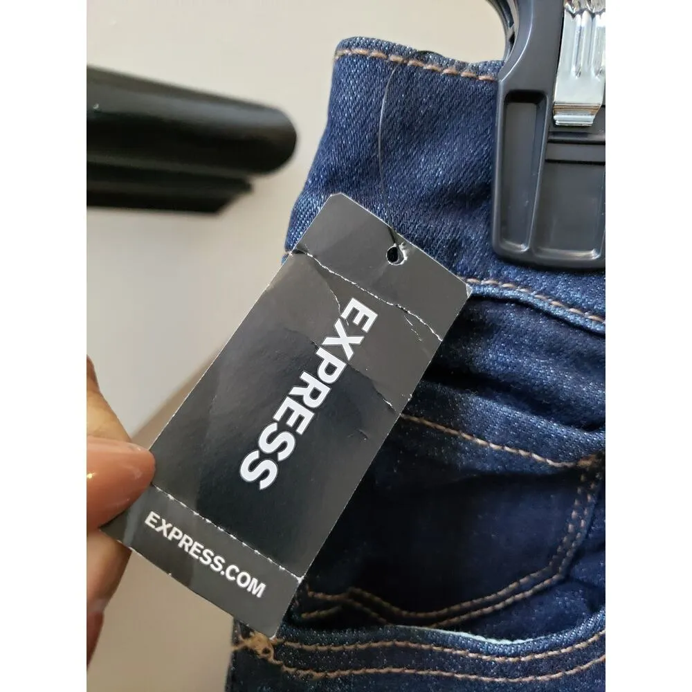 Express Jeans Women's Precision Fit Wide Leg Crop Jeans Size 8 Dark Wash Denim Blue - Image 11