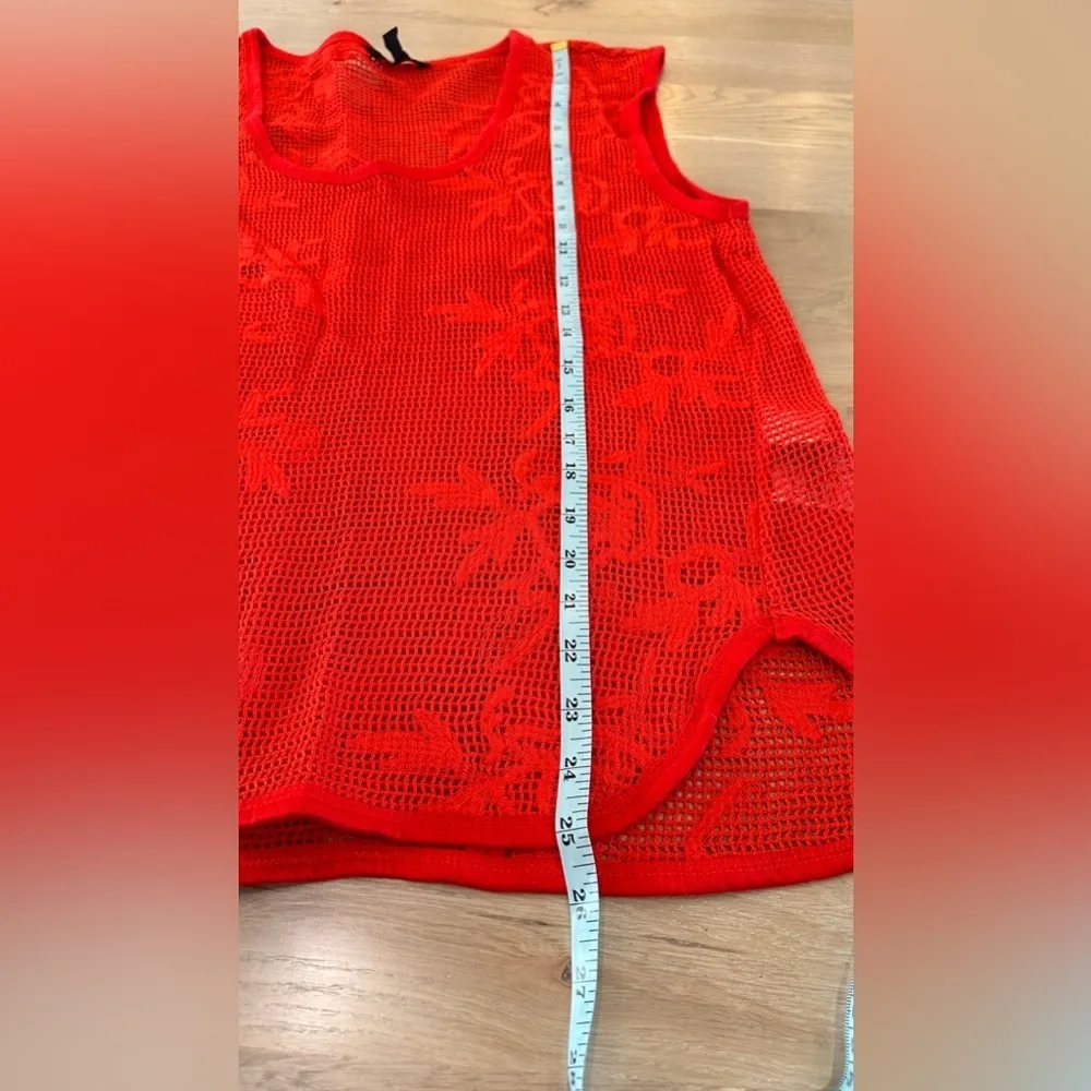 Banana  Republic sleeveless floral net top orange red size large - Image 7