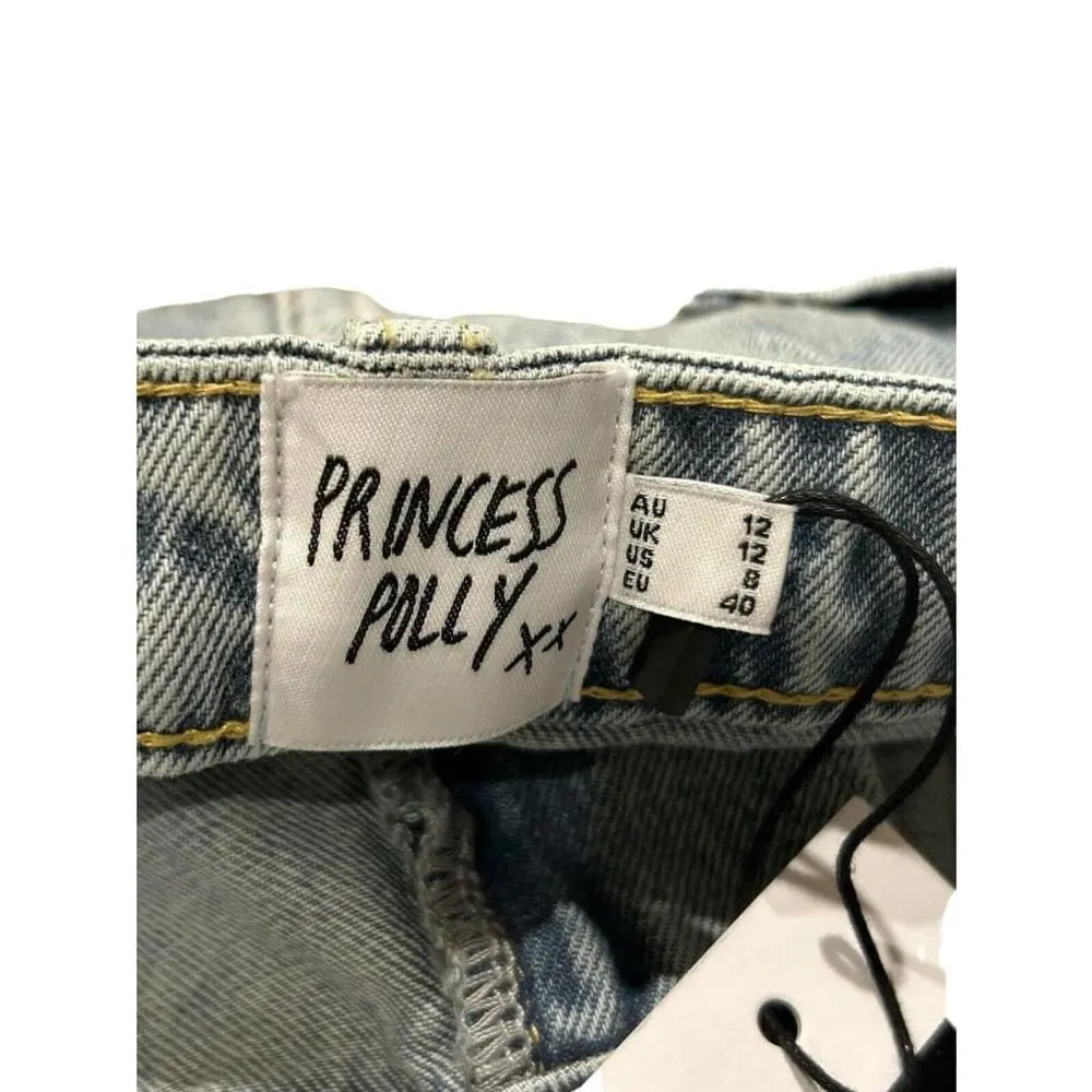 Princess Polly OLLIE STRAIGHT LEG JEAN LIGHT WASH DENIM US Size 8 NWT - Image 12