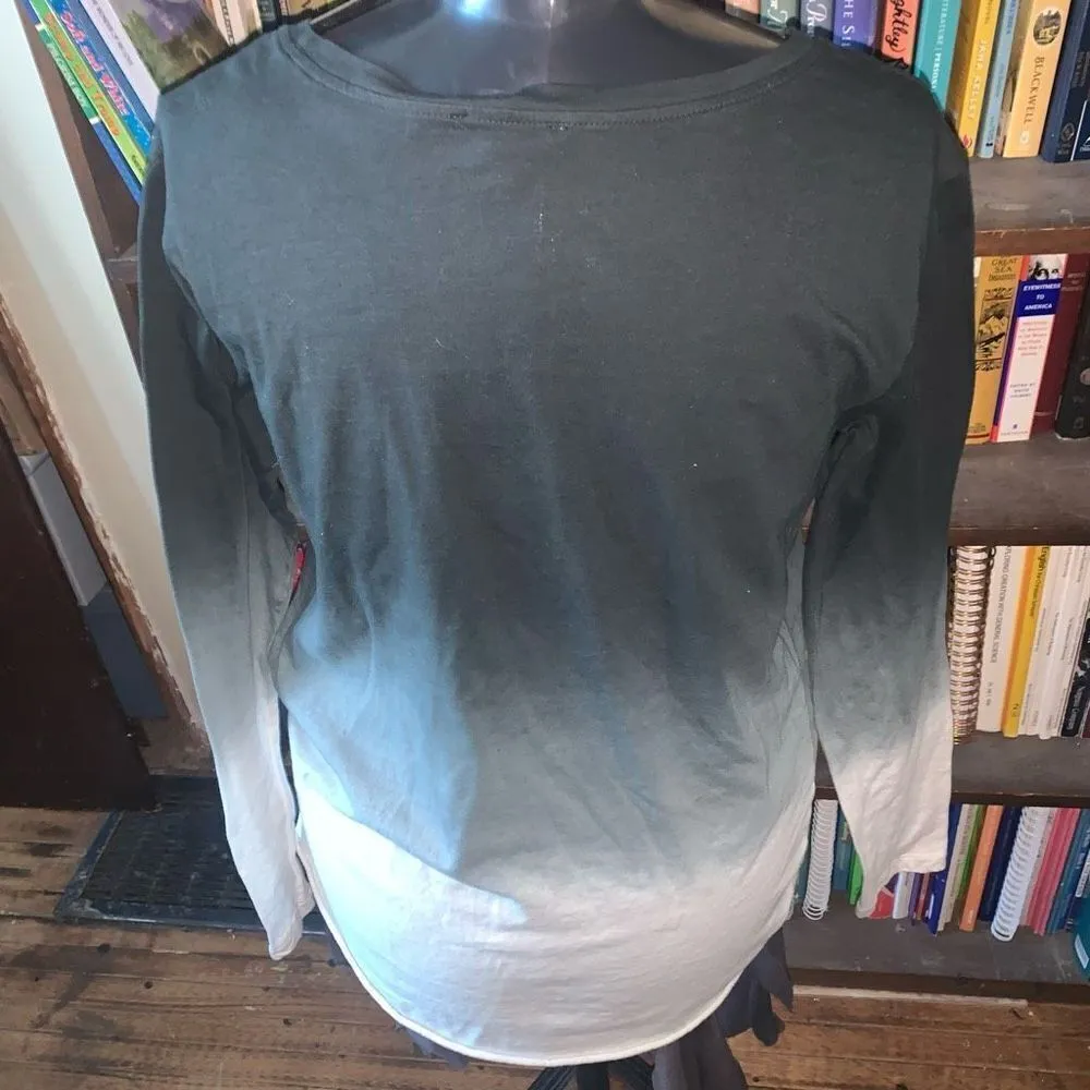 Umgee flowy oversized tie front ombré S long sleeve top - Image 2