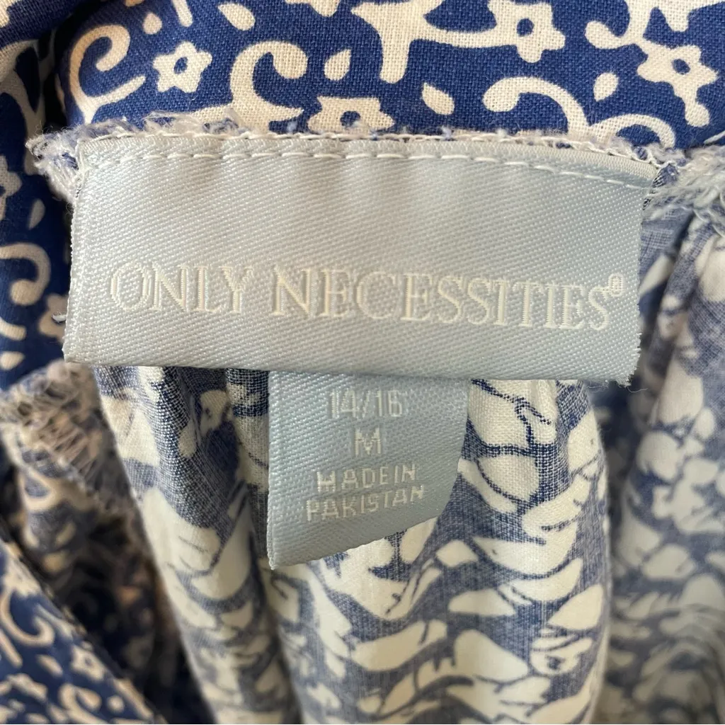 Floral Muumuu Dress Blue White Medium 14/16 Women Casual Short Sleeve Pockets‎ - Image 9