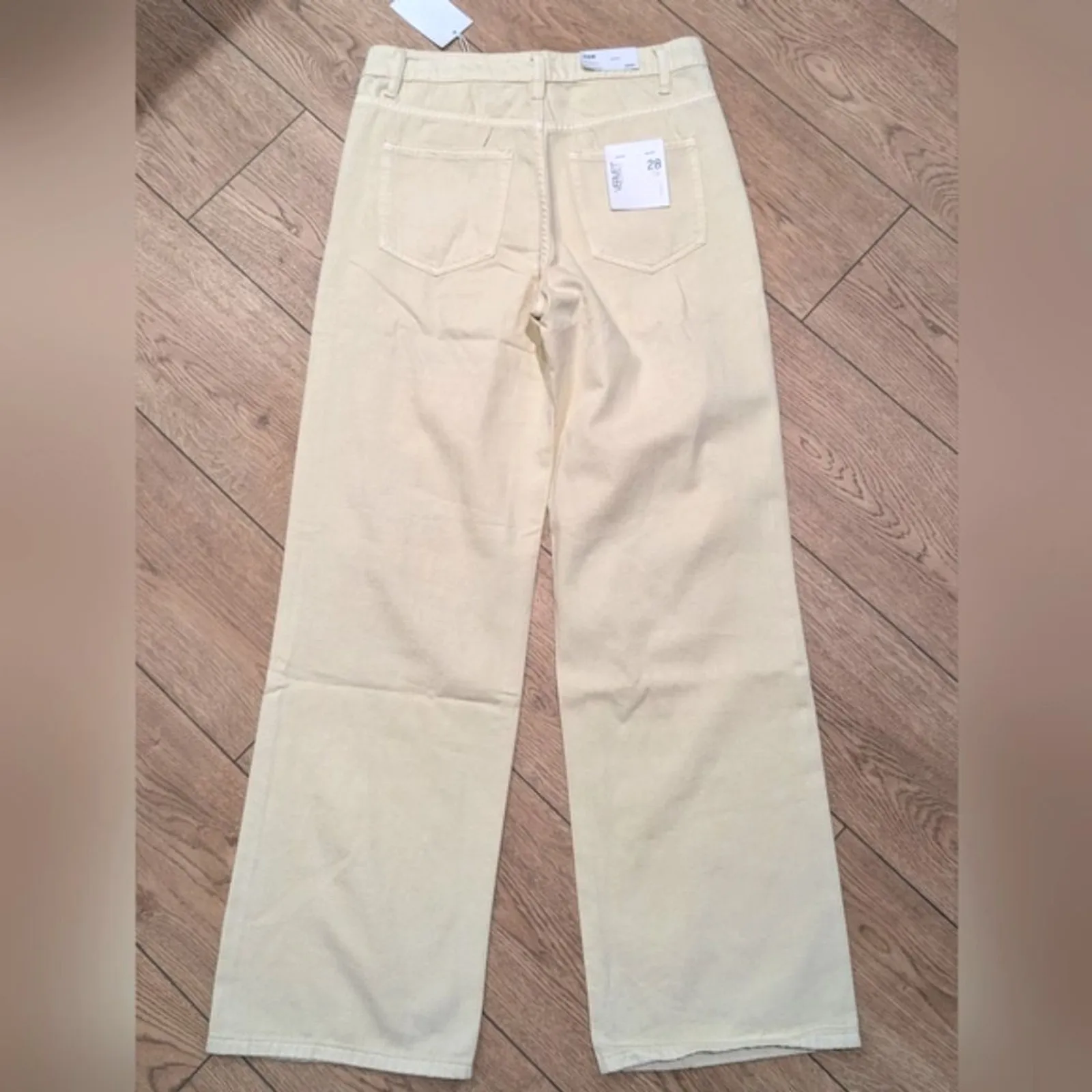 Vervet 90s Dad Jeans Womens 28 Wide Leg Cream Tan Ripped Destroyed Pants NWT - Image 6