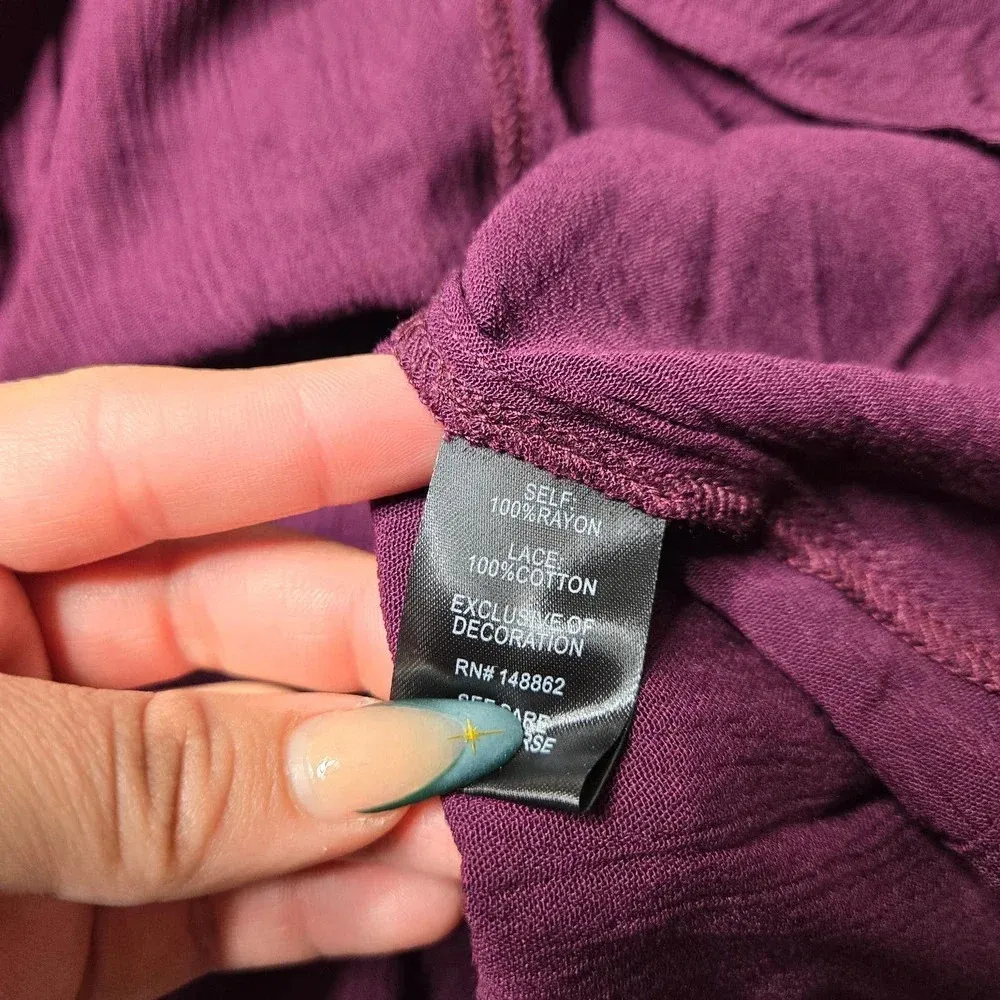 Torrid Babydoll Gauze Crochet Trim Lace-Up Top - Image 5