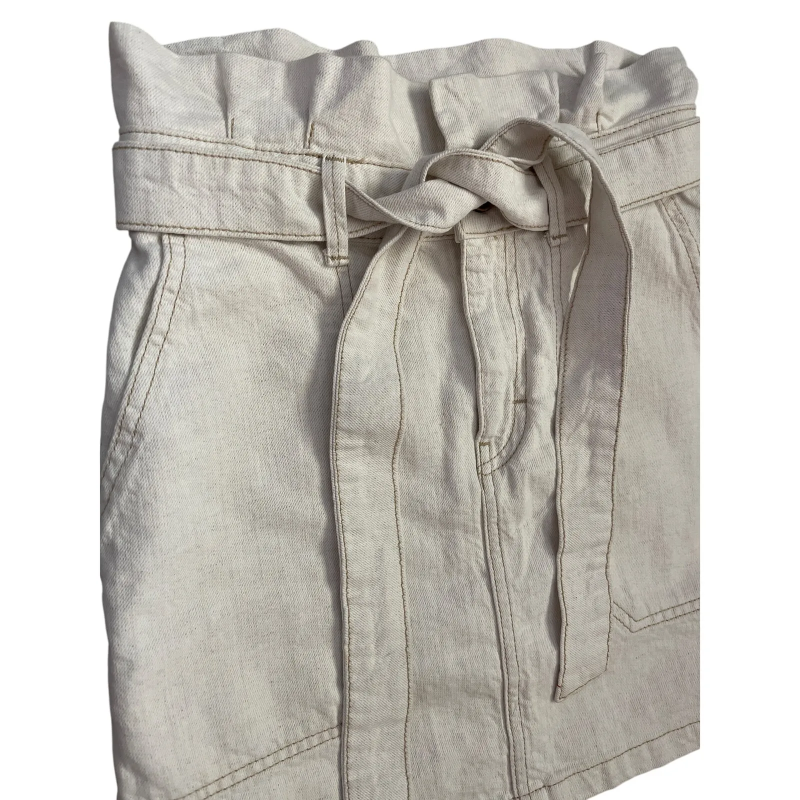 Free People Splendor In The Grass Paper Bag Waist Mini Skirt in Neutral‎ Size 0 - Image 9