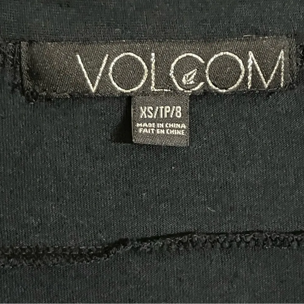 Volcom Long Sleeve Cowl Neck Black Midi Dress One Pocket Cinched Artsy Skater XS - Image 3