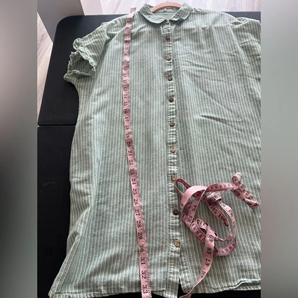 Easel M Green Striped Button Up Mini Dress - Image 5