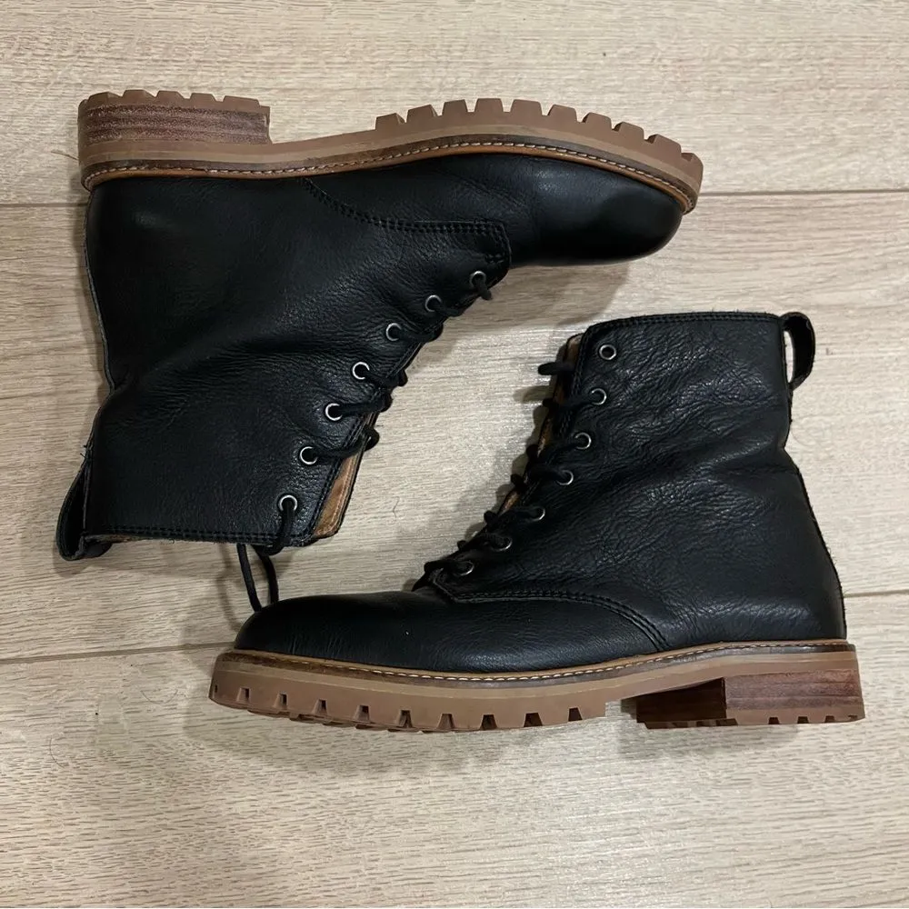 Madewell Women’s Clair Lace Up Boot Black Leather Combat Size 5.5 - Image 3
