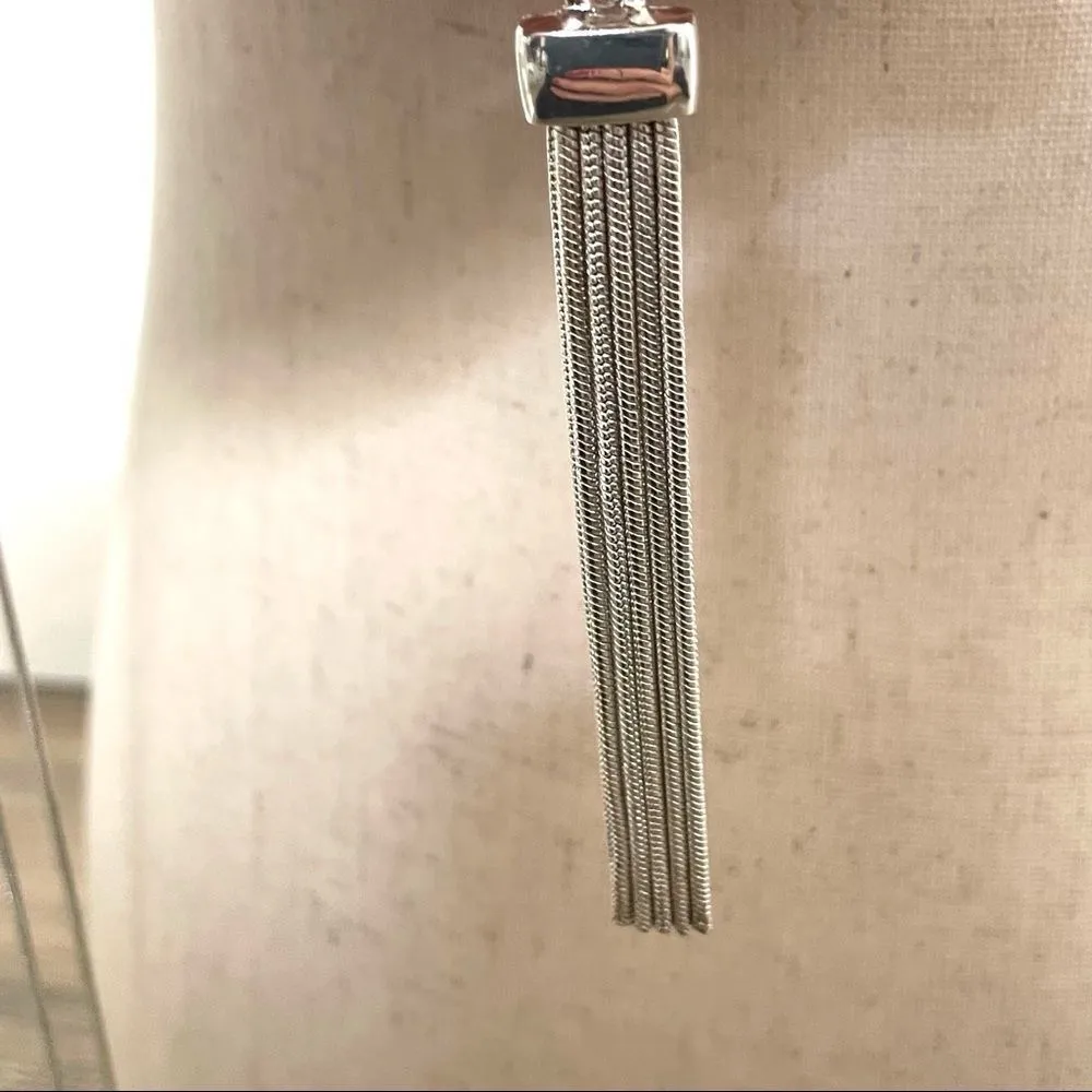 Charter club silver tone tassel chain necklace - Image 9