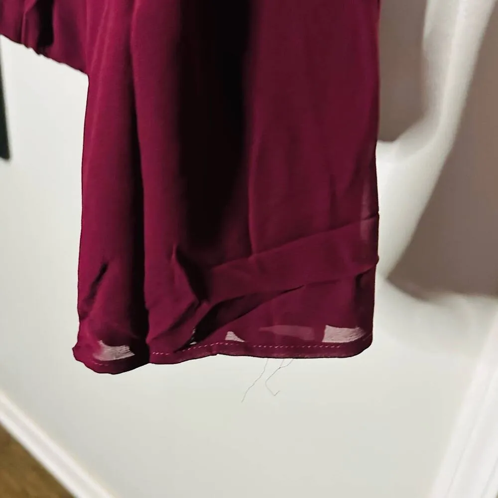 NWT Show Me Your Mumu Caitlin Ruffle Merlot Chiffon Maxi Dress Size Small - Image 10