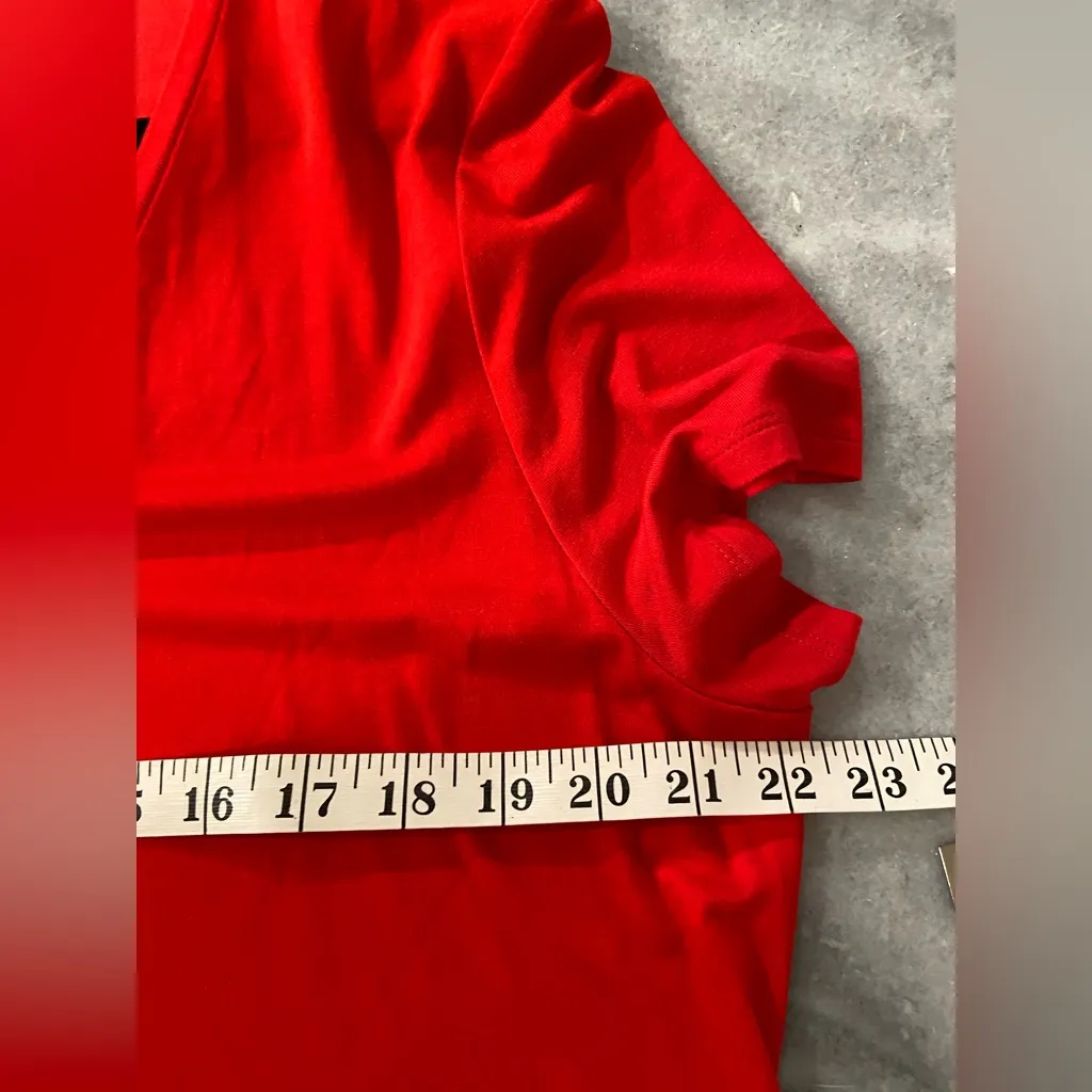 NWT Limited Size XL Red Short Sleeve V Neck Pleated Hem Flowy Tunic Stretch Top - Image 11