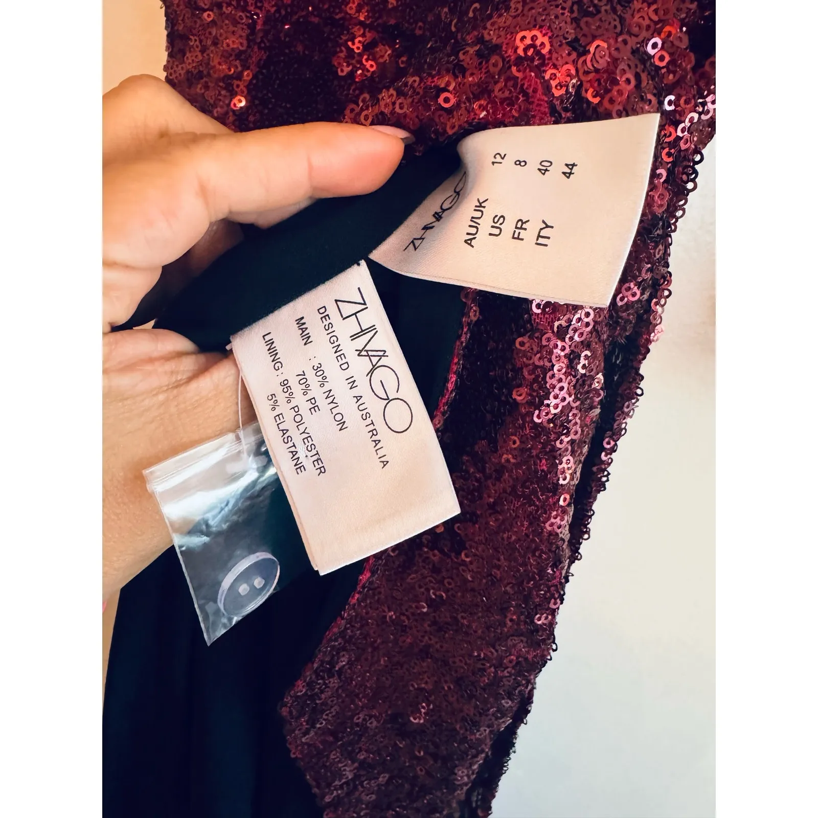 Zhivago Burgundy Sequin Kinsey Wrap Dress Women’s Size 8 Party Cocktail Evening Red - Image 7