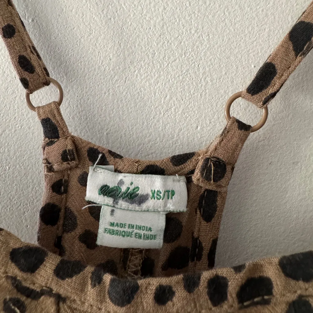 Aerie Leopard Print Small Basic Overall Style Criss Criss Back Romper - Image 4