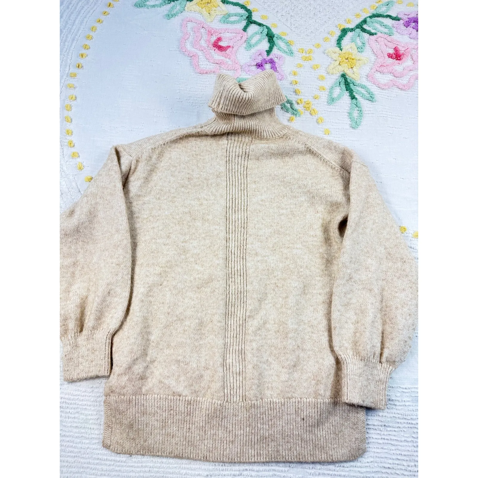 Gypsy Cloud Turtleneck Sweater Womens S Beige Tan Long Sleeve Knit Pullover - Image 2