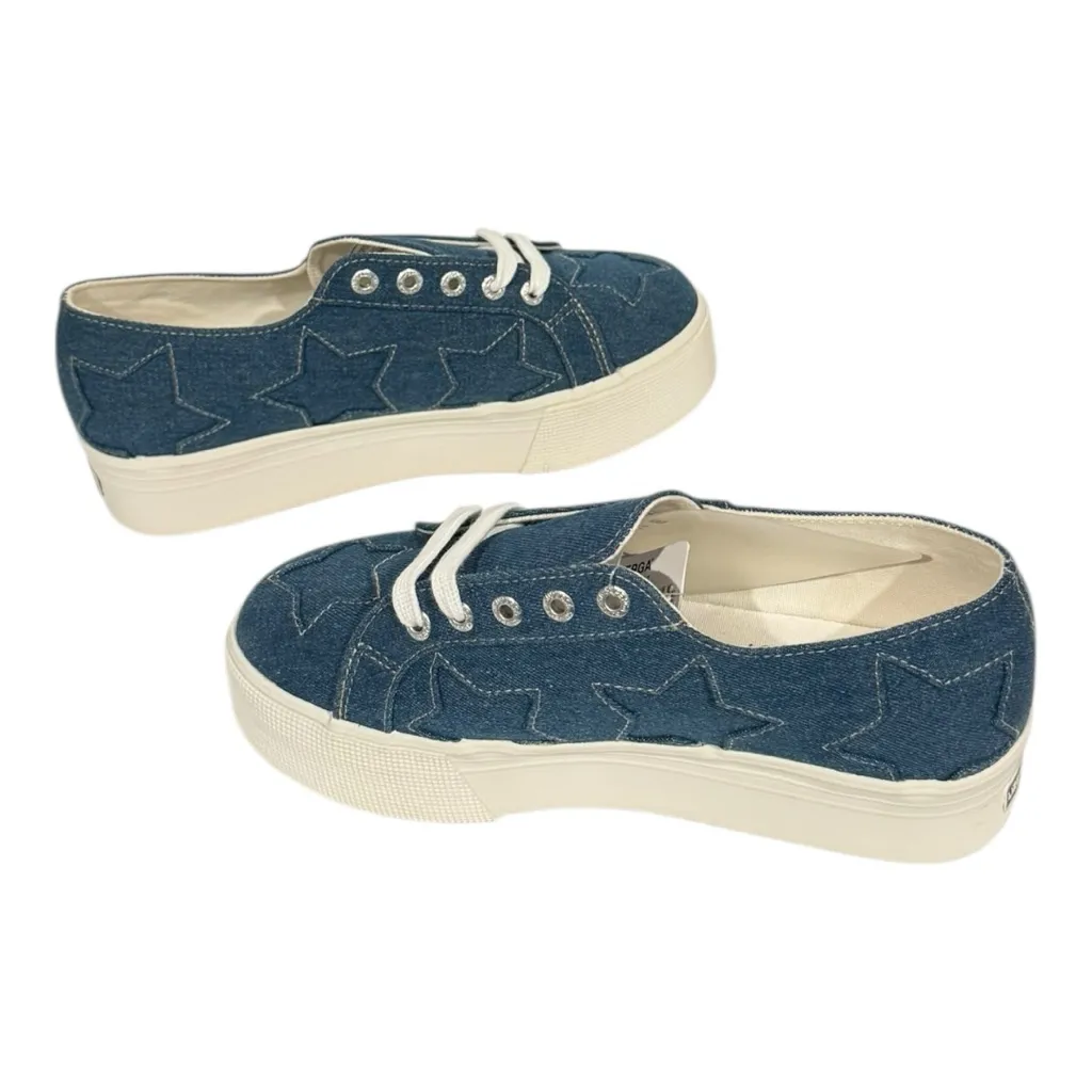SUPERGA x LIZZY Denim Patch Star Low Top Platform Sneakers Size 7.5 NEW - Image 3